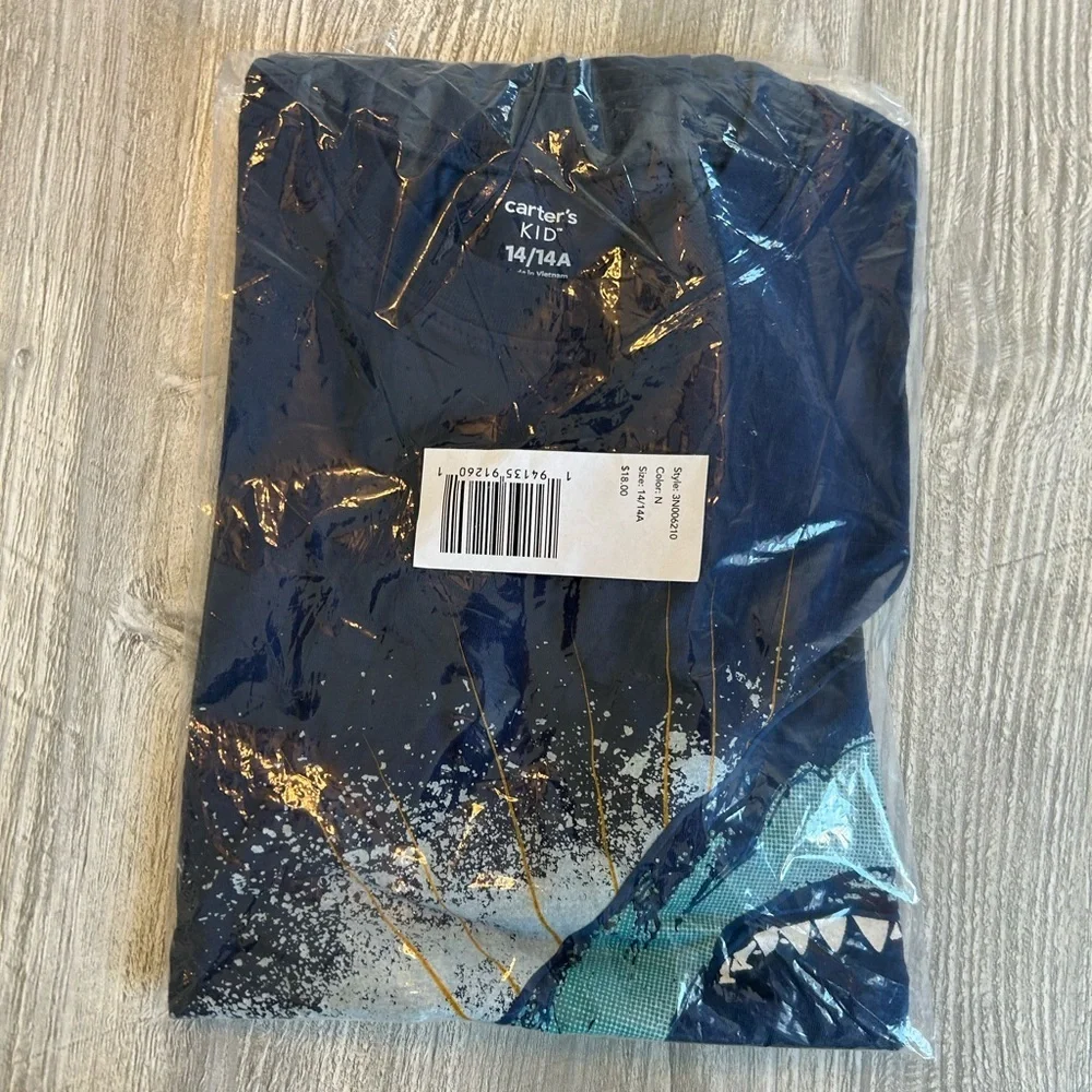 New with Tags Carter’s Kids Sharks Boys Graphic Tee T-shirt Blue Short Sleeve 14